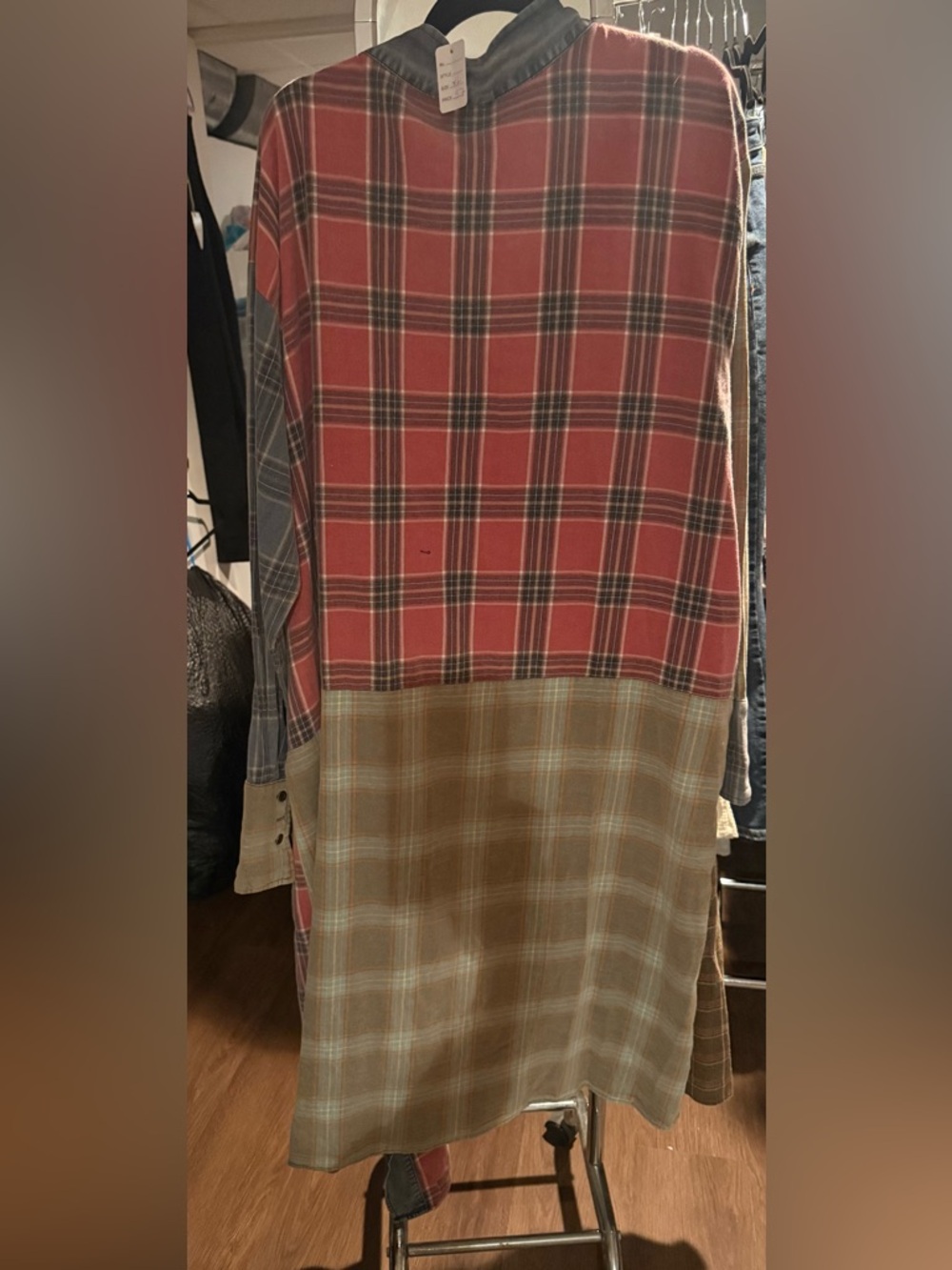 Classic Blue Velvet Plaid Flannel Patchwork Very Soft Duster - Picture 3 of 3